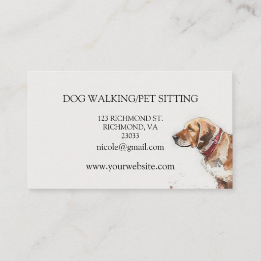 可愛エレガントい犬猫ペットケアサービス 名刺 (裏面)