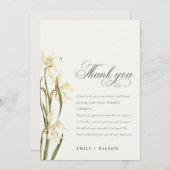 可愛エレガントい白い水の色ダフォディル結婚ズ サンキューカード (正面/裏面)