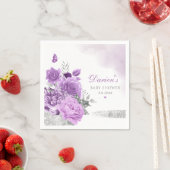 可愛エレガントい紫色の水彩フローラ赤ちゃんシャワー スタンダードカクテルナプキン (インサイチュ)