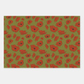 可愛エレガントい緑のポピー離れス ラッピングペーパーシート (正面3)