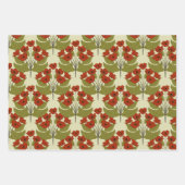 可愛エレガントい緑のポピー離れス ラッピングペーパーシート (正面)