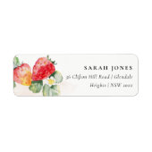 可愛エレガントい赤いちご葉の住所 ラベル (正面)
