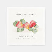 可愛エレガントい赤いちご葉結婚葉 スタンダードカクテルナプキン (正面)