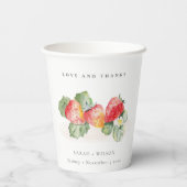 可愛エレガントい赤いちご葉結婚葉 紙コップ (裏面)