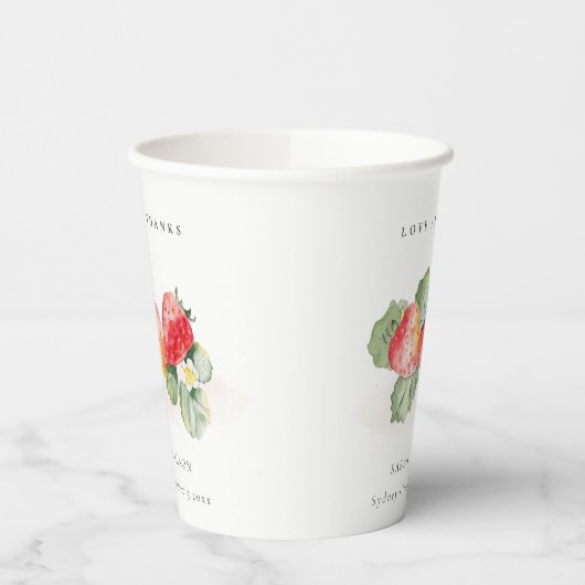 可愛エレガントい赤いちご葉結婚葉 紙コップ (左)