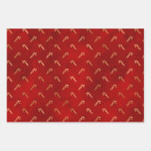 可愛エレガントい赤と金ゴールドホイルのキャンディの杖のパターン ラッピングペーパーシート (正面)