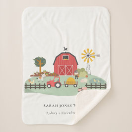 可愛エレガントい赤グリーン納屋周囲の庭ファームアニマルキッズ シェルパブランケット