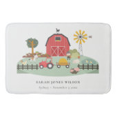 可愛エレガントい赤グリーン納屋周囲の庭ファームアニマルキッド バスマット (正面)