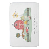 可愛エレガントい赤グリーン納屋周囲の庭ファームアニマルキッド バスマット (正面縦)