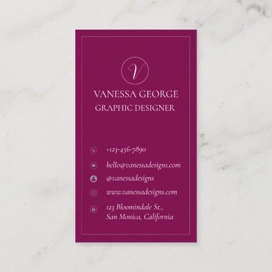 可愛エレガントい赤フォトモノグラモダンムカスタム 名刺 (裏面)