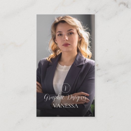 可愛エレガントい赤フォトモノグラモダンムカスタム 名刺 (正面)