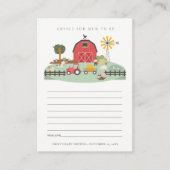 可愛エレガントい赤納屋周囲の庭農場動物の赤ちゃんシャワー エンクロージャーカード (正面)