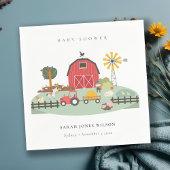 可愛エレガントい赤納屋周囲の庭農場動物の赤ちゃんシャワー スタンダードカクテルナプキン