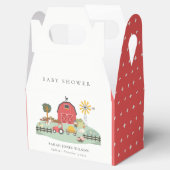 可愛エレガントい赤納屋周囲の庭農場動物の赤ちゃんシャワー フェイバーボックス (オープン)