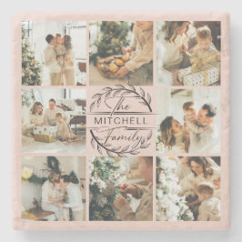 可愛エレガントい赤面ピンクモダンファミリー名写真 ストーンコースター