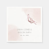 可愛エレガントい赤面水彩蝶結婚の スタンダードカクテルナプキン (正面)