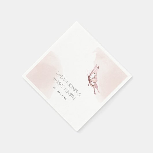 可愛エレガントい赤面水彩蝶結婚の スタンダードカクテルナプキン (角)