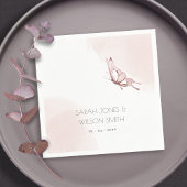 可愛エレガントい赤面水彩蝶結婚の スタンダードカクテルナプキン