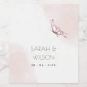 可愛エレガントい赤面水彩蝶結婚の ワインラベル (シングルラベル)