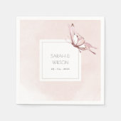 可愛エレガントい赤面水彩蝶結婚のNA スタンダードカクテルナプキン (正面)