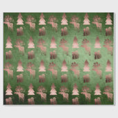 可愛エレガントい銅バラ金ゴールドクリスマスパターン ラッピングペーパー (フラット)