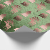 可愛エレガントい銅バラ金ゴールドクリスマスパターン ラッピングペーパー (角)