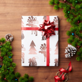 可愛エレガントい銅バラ金ゴールドクリスマスパターン ラッピングペーパー