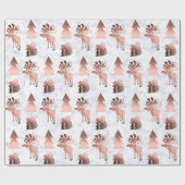 可愛エレガントい銅バラ金ゴールドクリスマスパターン ラッピングペーパー (フラット)