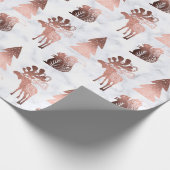 可愛エレガントい銅バラ金ゴールドクリスマスパターン ラッピングペーパー (角)