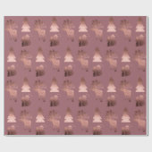 可愛エレガントい銅バラ金ゴールドクリスマスパターン ラッピングペーパー (フラット)