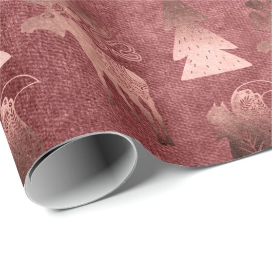 可愛エレガントい銅バラ金ゴールドクリスマスパターン ラッピングペーパー (ロールコーナー)