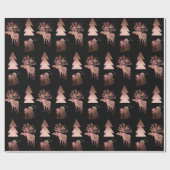 可愛エレガントい銅バラ金ゴールドクリスマスパターン ラッピングペーパー (フラット)