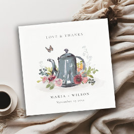 可愛エレガントい陽気なバラフローラティーポット結婚 スタンダードカクテルナプキン