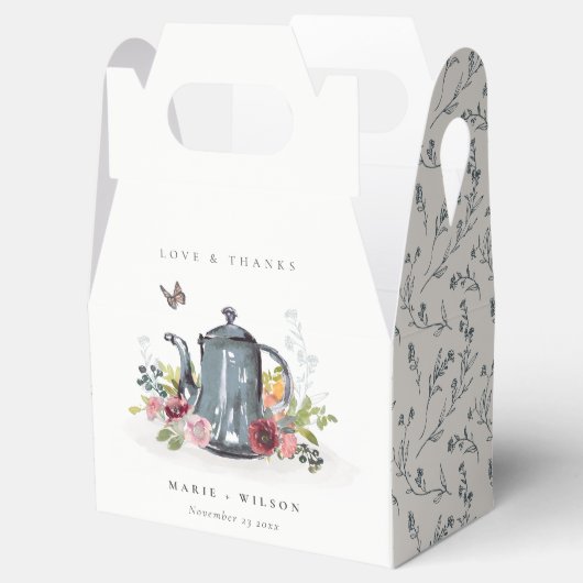 可愛エレガントい陽気なバラフローラティーポット結婚 フェイバーボックス (オープン)