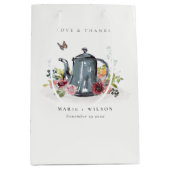 可愛エレガントい陽気なバラフローラティーポット結婚 ミディアムペーパーバッグ (正面)