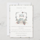 可愛エレガントい黄色のベビーヒッポ葉ベビーシャワー サンキューカード (正面)