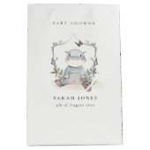 可愛エレガントい黄色のベビーヒッポ葉ベビーシャワー ミディアムペーパーバッグ (正面)