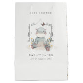 可愛エレガントい黄色のベビーヒッポ葉ベビーシャワー ミディアムペーパーバッグ (裏面)