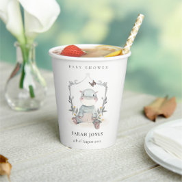 可愛エレガントい黄色のベビーヒッポ葉ベビーシャワー 紙コップ