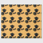 可愛エレガントい黒モダンと黄色の卒業キャップ ラッピングペーパー (フラット)