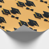 可愛エレガントい黒モダンと黄色の卒業キャップ ラッピングペーパー (角)