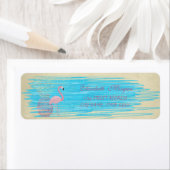 可愛エレガントおもしろいいピンクのフラミンゴ、パイナップルラベル ラベル (インサイチュ)