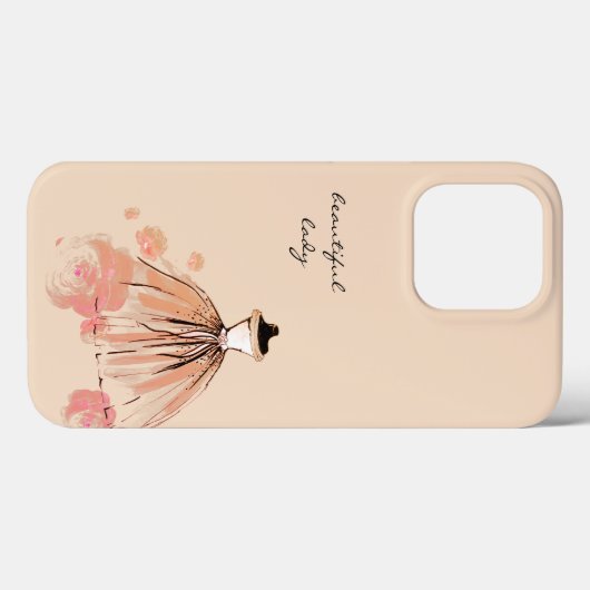 可愛エレガントガーリーモダンいピンクの花とドレス Case-Mate iPhoneケース (裏面 (横))