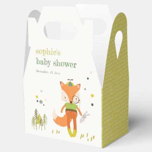 可愛エレガント素朴いウッドランドおもしろいキツネベビーシャワー フェイバーボックス (オープン)