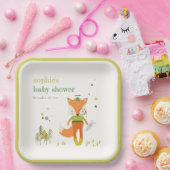 可愛エレガント素朴いウッドランドおもしろいキツネベビーシャワー ペーパープレート (パーティー)