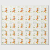 可愛エレガント素朴いウッドランドおもしろいキツネベビーシャワー ラッピングペーパー (フラット)