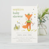 可愛エレガント素朴いウッドランドおもしろいキツネベビーシャワー 招待状 (スタンド正面)