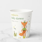 可愛エレガント素朴いウッドランドおもしろいキツネベビーシャワー 紙コップ (裏面)