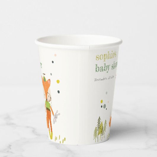 可愛エレガント素朴いウッドランドおもしろいキツネベビーシャワー 紙コップ (右)