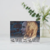 可愛カジュアルい台本大学院ブラックタイポグラフィ写真 インビテーションポストカード (スタンド正面)